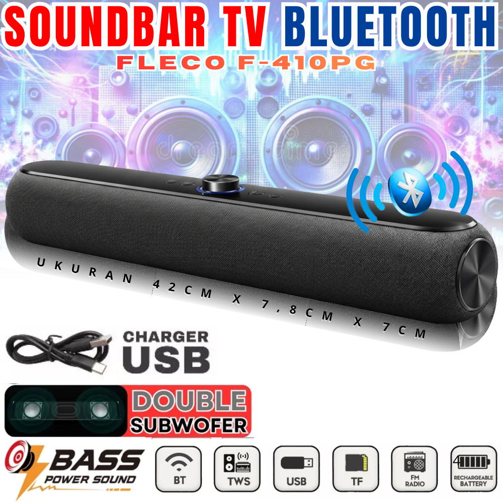 BISA COD Promo Fleco F-410pg Soundbar Speaker Bluetooth Full Bass | Speaker Bluetooth Usb Bisa Untuk