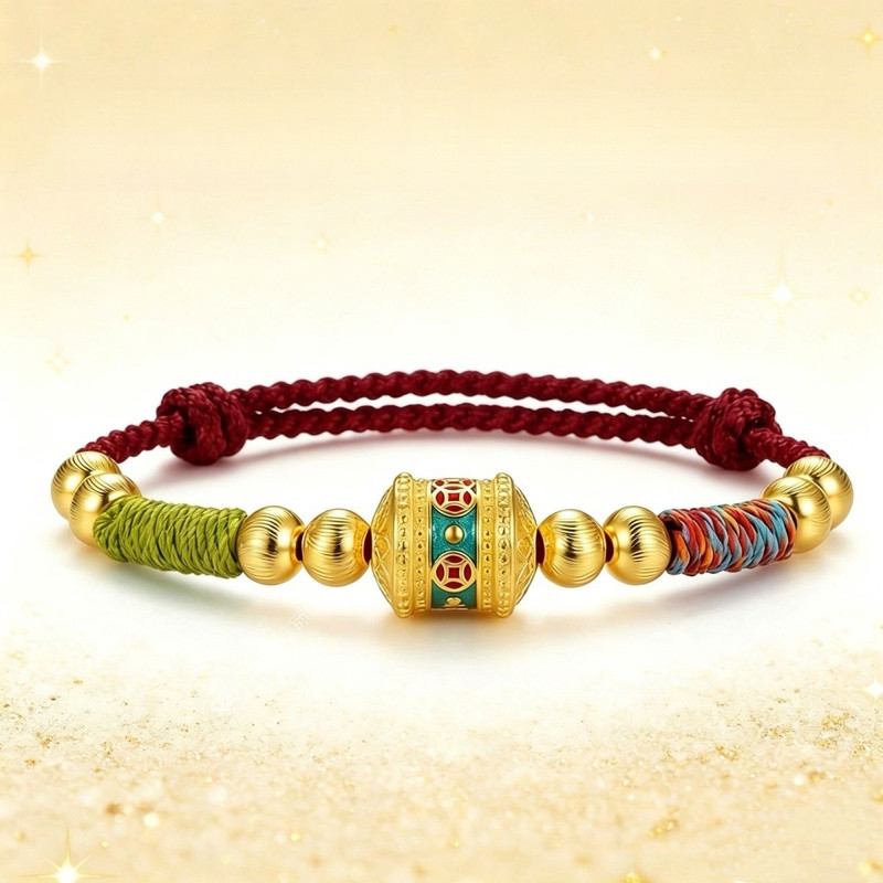 Woven good luck charm for the zodiac year, six-character mantra good luck bracelet