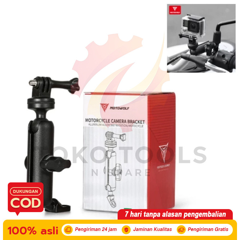 Holder GoPro Action Camera Untuk Motor Breket Camera 360 Spion Motowolf