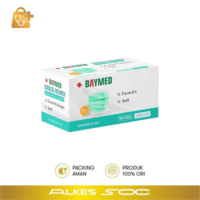 BAYMED Masker Medis Hijab & Earloop - Merk BAYMED per Box isi 50 pcs - Masker Earloop Medis WBS