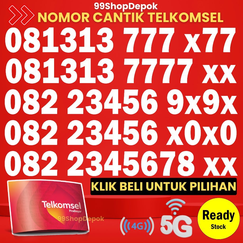 Kartu Perdana Nomor Cantik Telkomsel Simpati KODE 65.5 - Nomer Cantik Telkomsel 1313 777 No Cantik S