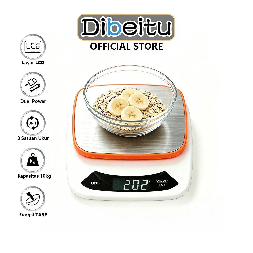 Timbangan Kue Dapur Digital USB Rechargeable 10kg/1g Timbangan Makanan Stainless Steel Multifungsi