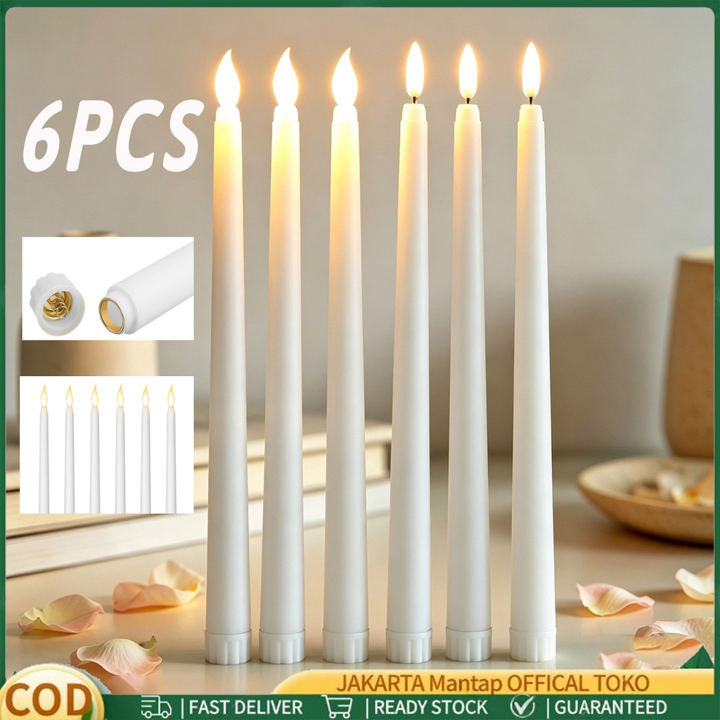MANTAP 6PCS Lilin LED - Lilin Baterai Panjang - Lampu Elektrik Lilin - Lilin Lampu - Dekorasi Rumah 