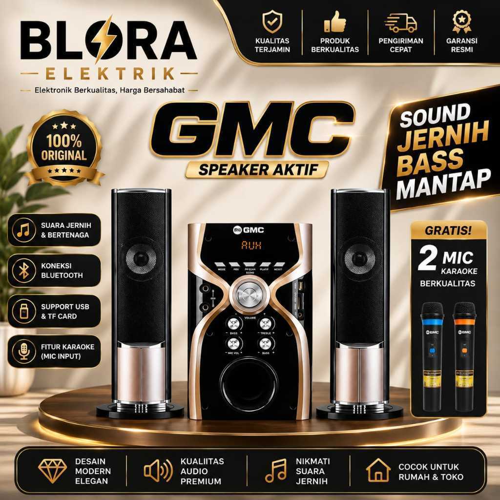 GMC 887G Speaker Multimedia Aktif Ada BLUETOOTH USB MEMORY CARD SUARA SUPER BASS