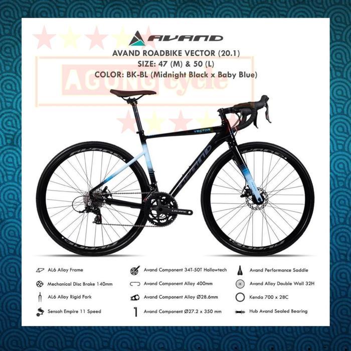 SEPEDA BALAP GENIO AVAND VECTOR 20.1 ALLOY 11 SPEED ROADBIKE BY UNITED - L