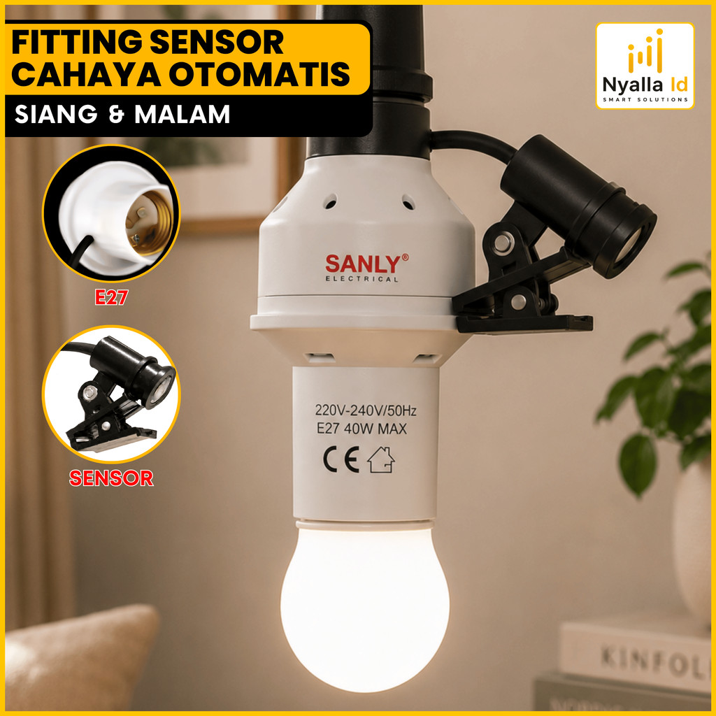 Fitting Lampu Sensor Cahaya E27 Max 40W Fitting Lampu Otomatis Nyala Mati Sendiri