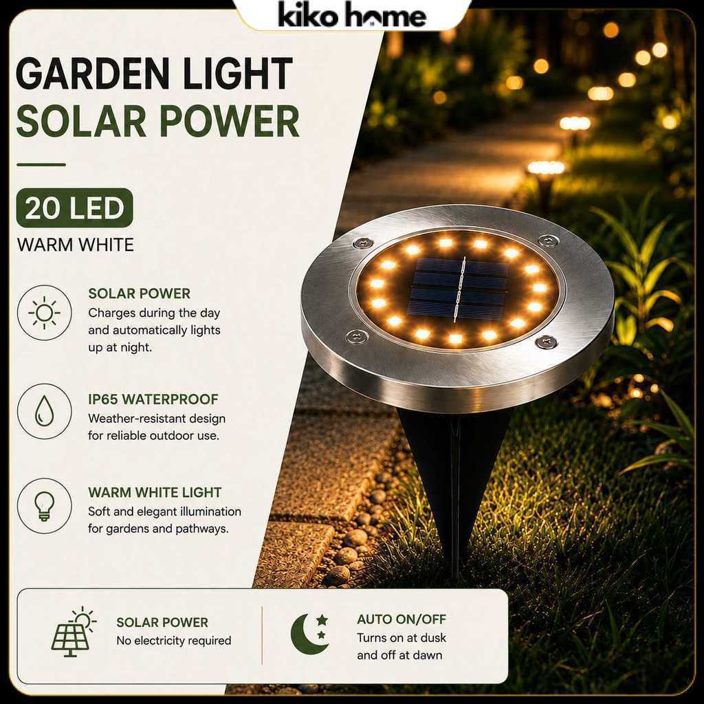 Lampu Taman Hias Ground Light Solar Sensor Warm White 20 LED - Y012