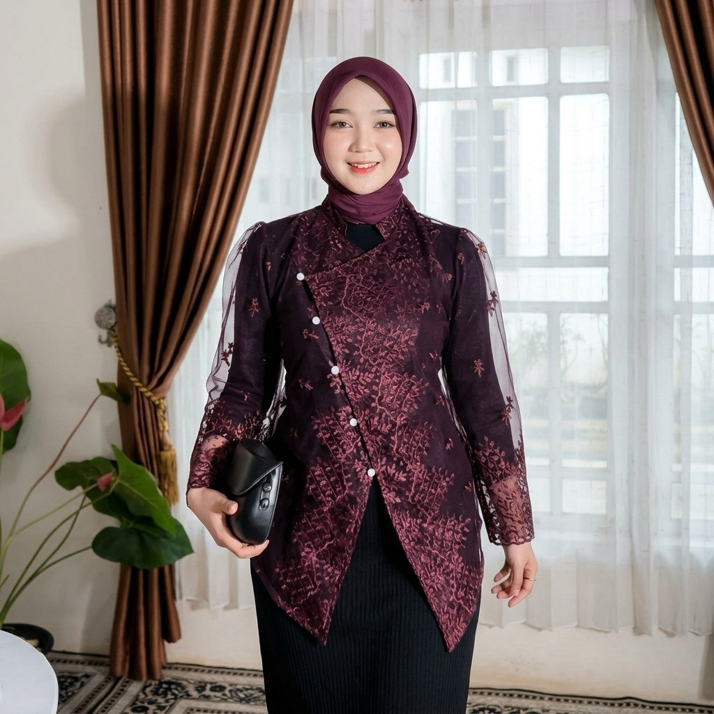 Outer brokat kebaya janggan / outer tunik brokat modern / outer kebaya wisuda pesta