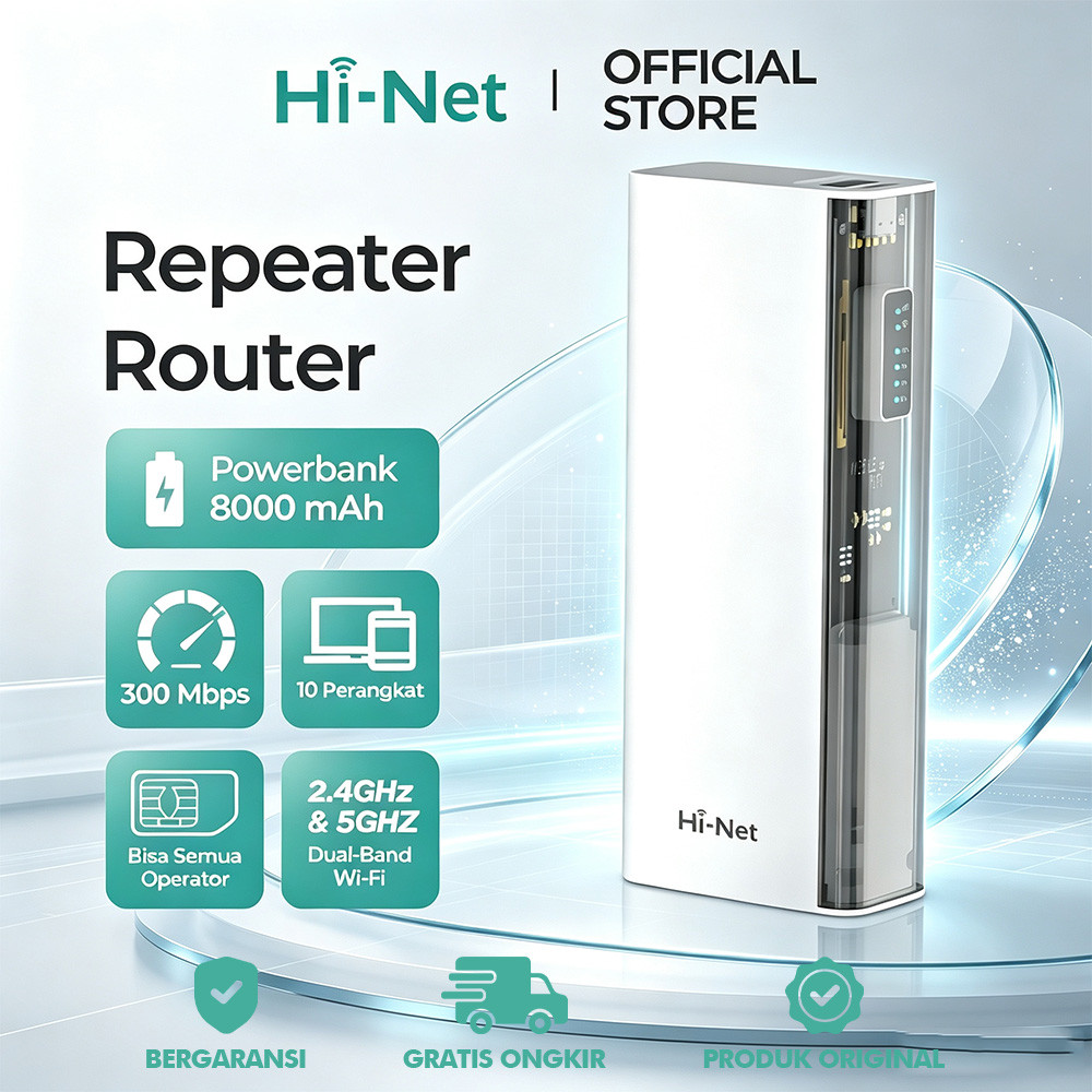 Hi-Net MF932 MIFI 4G LTE Pocket WiFi Unlock Semua Operator Powerbank 8000mAh 150Mbps Hotspot