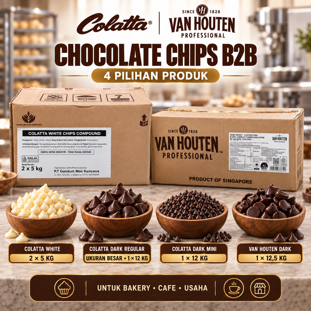 Colatta & Van Houten Chocolate Chip B2B | White, Dark Regular & Mini | Karton 10–12,5kg