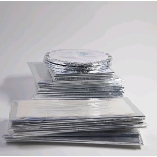(1pcs) Alas Tatakan Kue Triplek Silver Putih Bulat Kotak 40-60cm