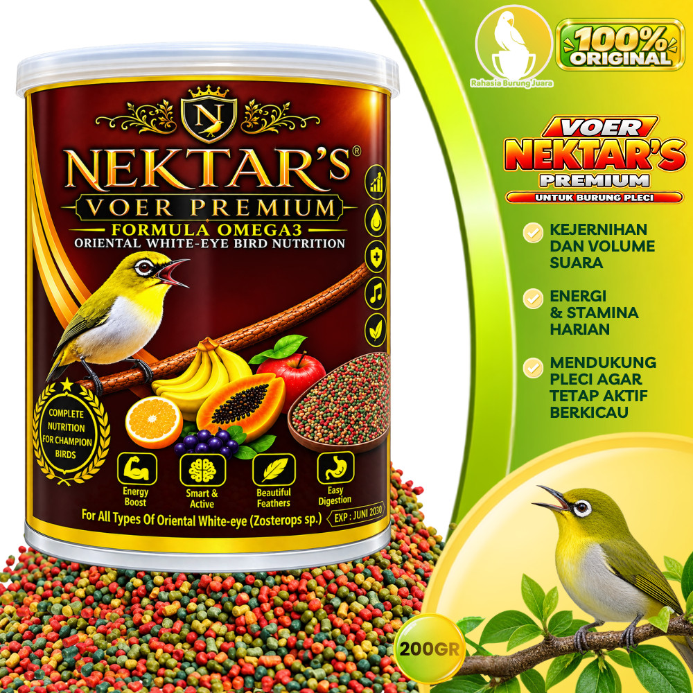 NEKTAR’S VOER PREMIUM Voer Pakan Burung Pleci Premium High Protein dengan Omega 3 dan 6 Harian