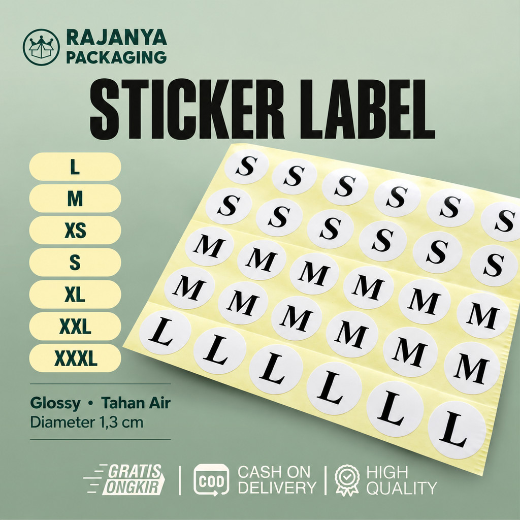 Stiker Label Ukuran Baju Isi 132 Pcs | Stiker Label Size Baju | Label Stiker Size Baju| Stiker Label