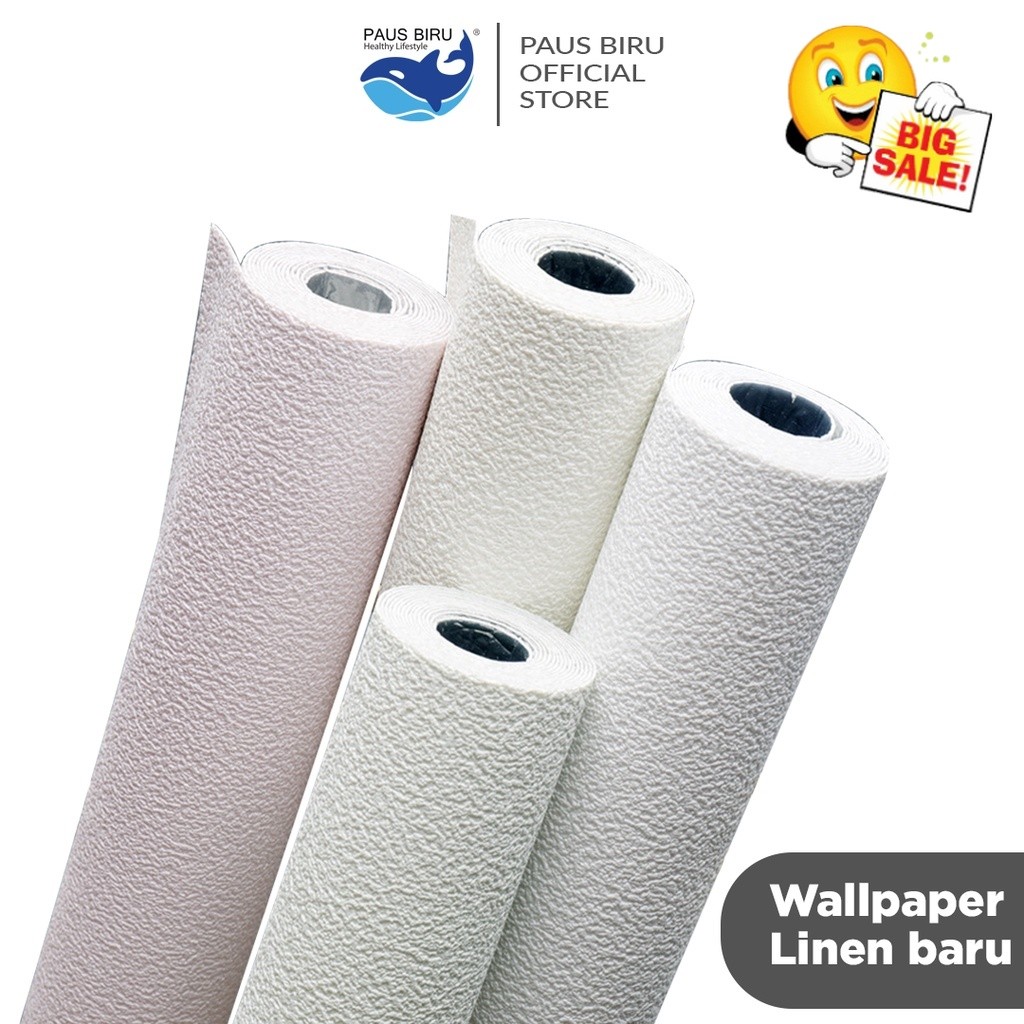Paus Biru - Wallpaper Dinding Linen Roll Wallpaper foam Dekorasi Kamar wallpaper coral A12