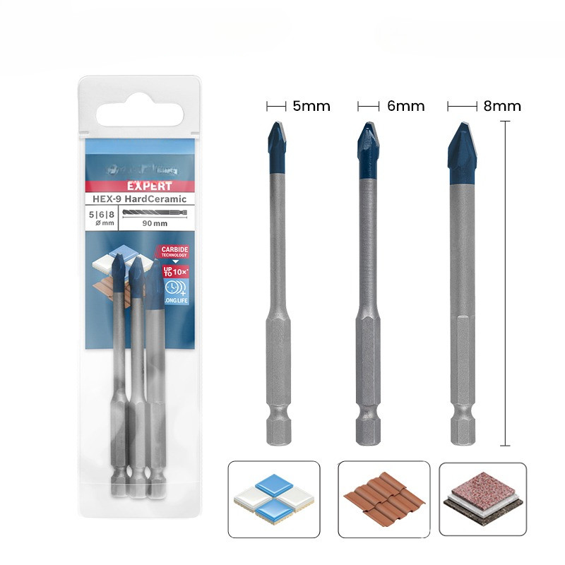 Drill Bit Expert Series HEX-9 5/6/8mm Hard Ceramic Drill Bits for Electric Drill Screwdrivers of 3-C