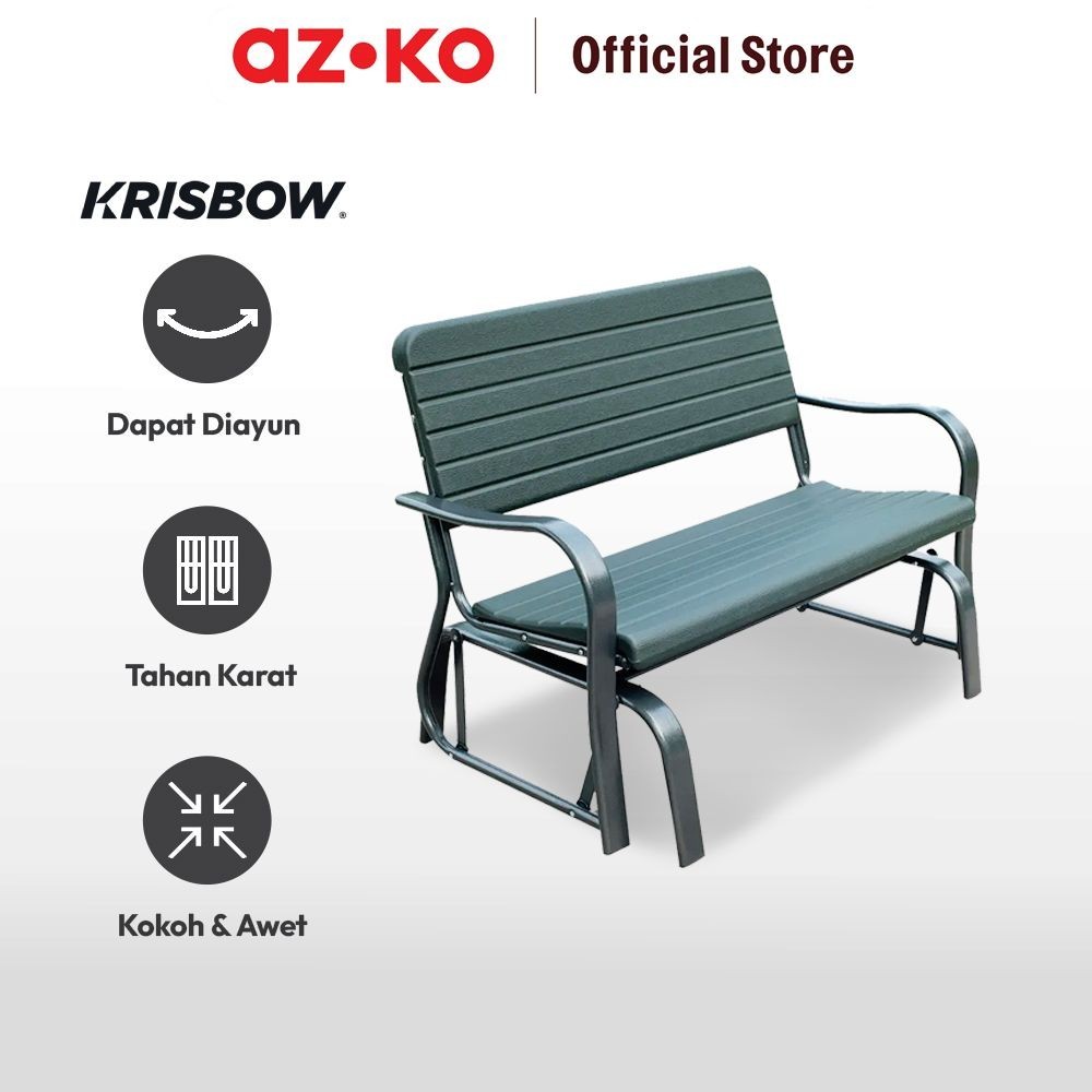 AZKO Krisbow Kursi Ayun Taman 2 Seater - Hijau Tua Swing Chair Bangku Ayunan Outdoor Furniture Garde