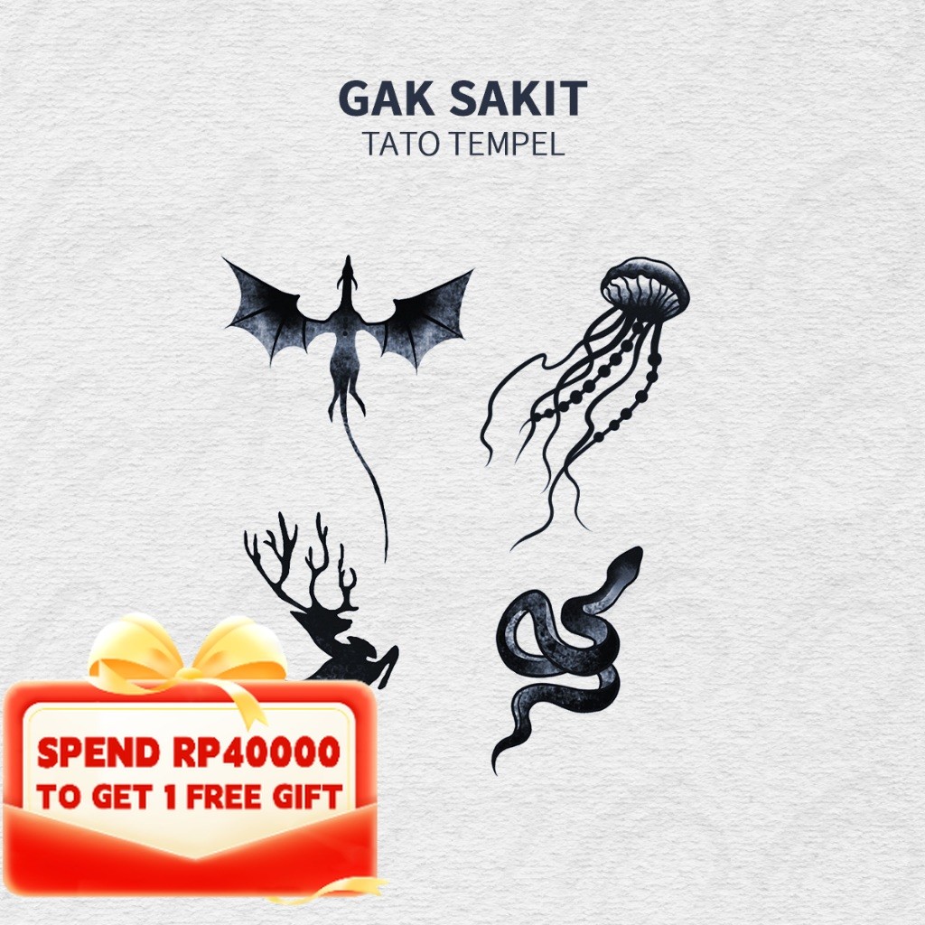 GATTOO M-190【Gambar Kecil Hewan】Tato Temporer Realistis, Tanpa Rasa Sakit, Mudah Ditempel, Tahan Air