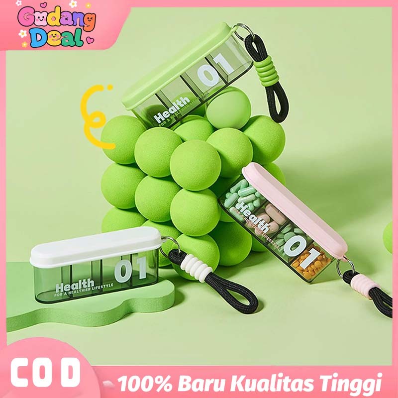 Tempat Penyimpanan Obat Harian 4 Sekat Kotak Obat Mini Anti Debu Travel Case Pill Organizer Portable
