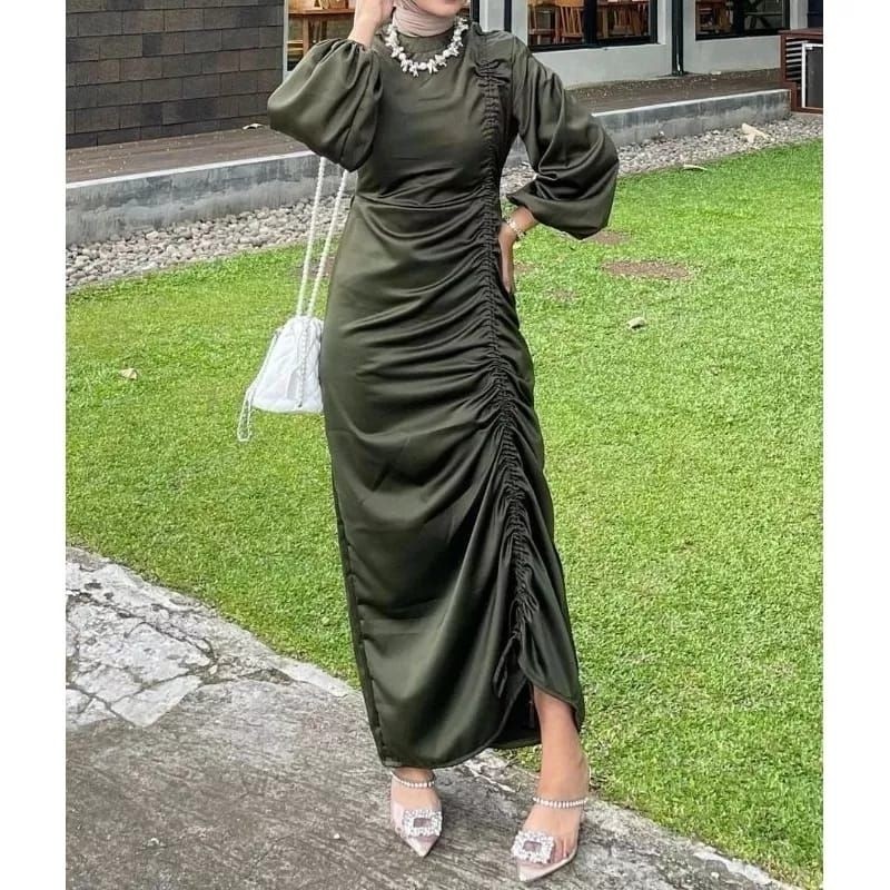 Gamis adina satin pemium silk dress satin velvet Dress muslim wanitaOutfit kondangan Outfit gamis dr