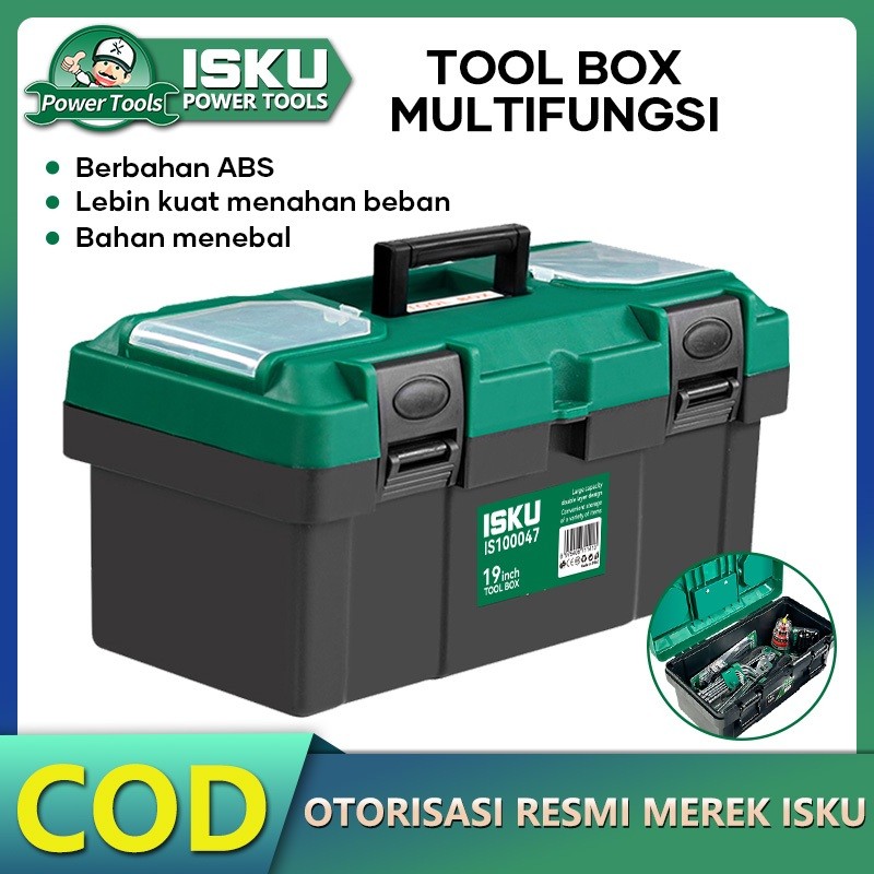 TOKOAKSA ISKU Tool Box Besar jumbo14-19 Inch Bahan PP Tool box set lengkap Kotak Perkakas/2 Layer To