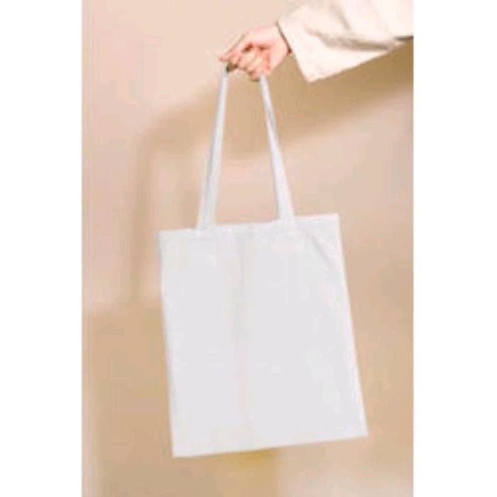 PLAIN CANVAS TOTE BAG TAS KAIN BLACU KANVAS LUKIS POLOS - 35x40
