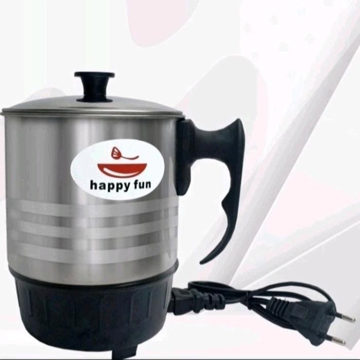 TEKO LISTRIK stainless steel HAPPY FUN electric cup mug elektrik kecil - 12cm 1 liter