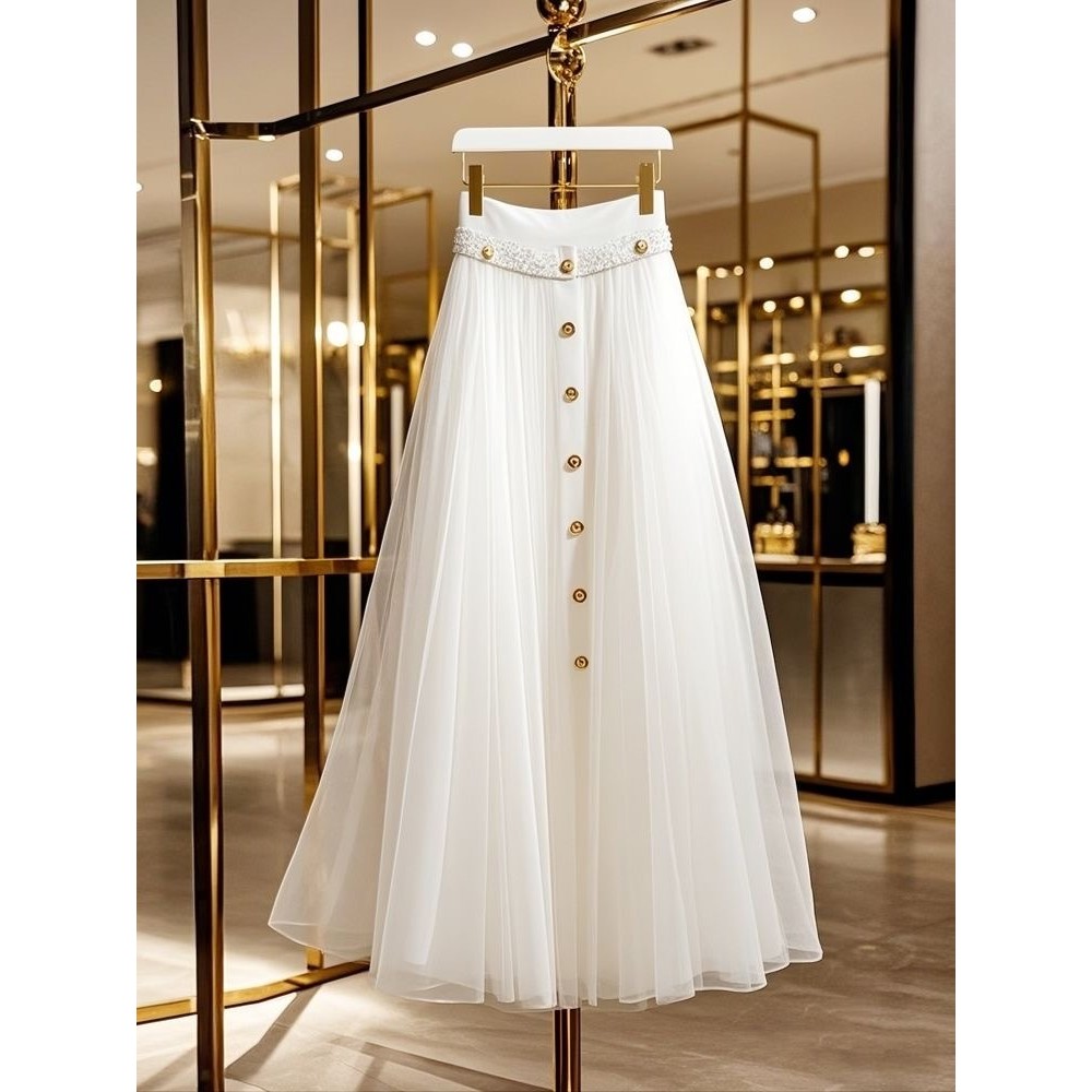 Rok Setengah Payung Jala Putih Wanita