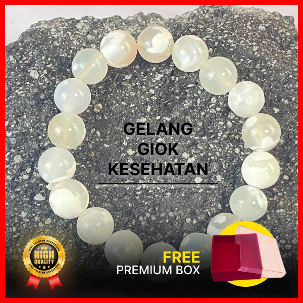 Gelang Batu Giok Putih  Gelang Batu Alam Elegan  Gelang Healing Crystal Pria Wanita