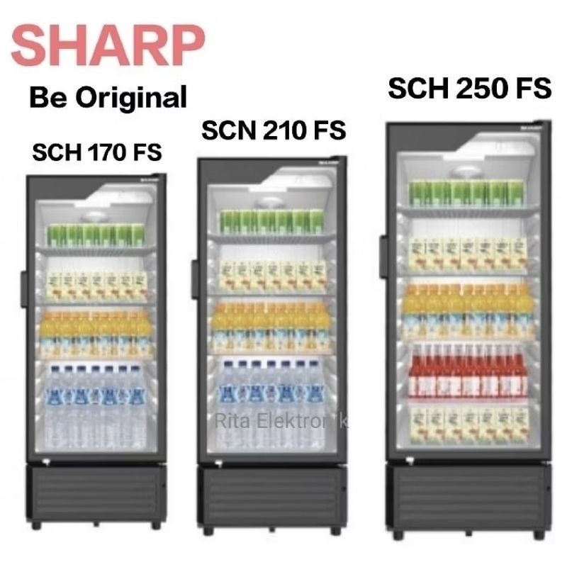 (KARGO) Showcase Sharp SCH170FS / SCH210FS/ SCH250FS Kulkas Lemari Display Cooler SCH 170 210 250 FS