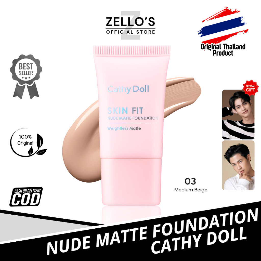 CATHY DOLL SKIN FIT NUDE MATTE FOUNDATION 15ML | FOUNDATION THAILAND