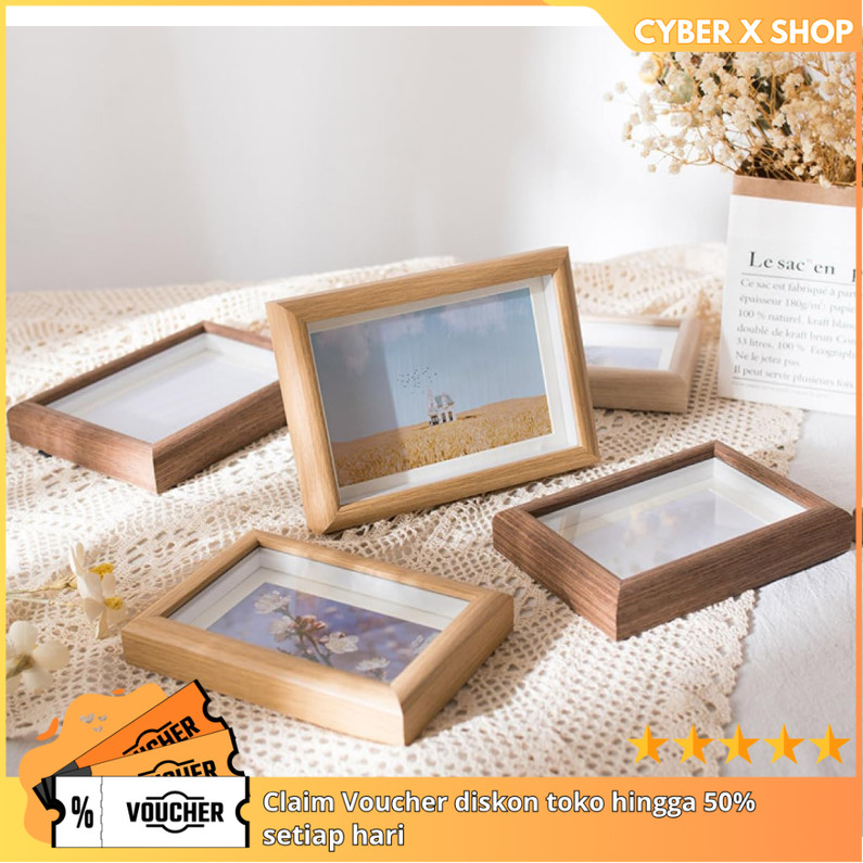 [CYBER] Bingkai Foto Kayu Minimalis Stand Frame | Dekorasi Rumah Tangga Modern | Pajangan Foto Estet