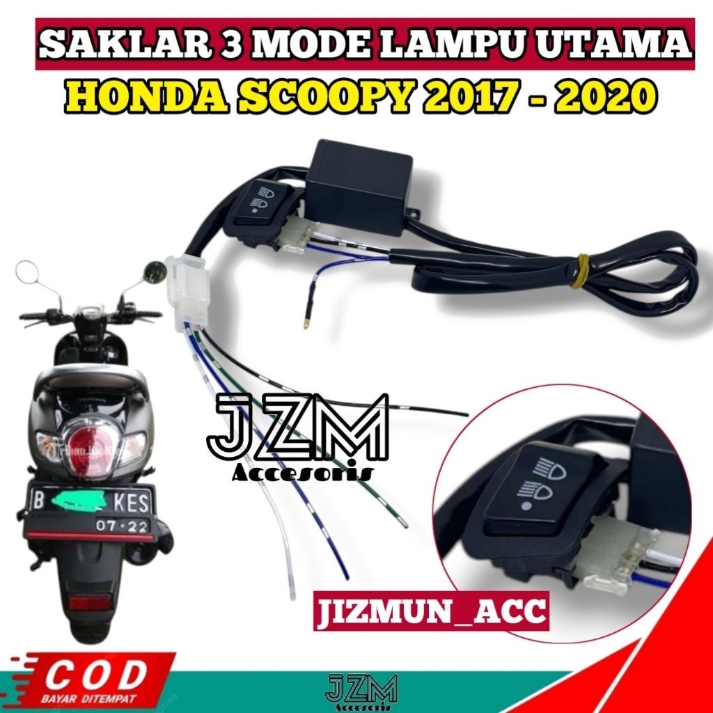SAKLAR 3 MODE LAMPU UTAMA PNP HONDA SCOOPY 2017 sampai 2020