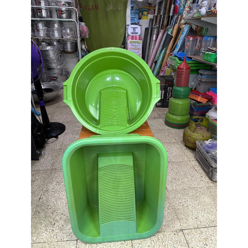 BASKOM PAPAN GILASAN BULAT/PERSEGI PUP Bak Plastik Cuci Baju / Gilasan Baju / Penggilasan Baju UK Se
