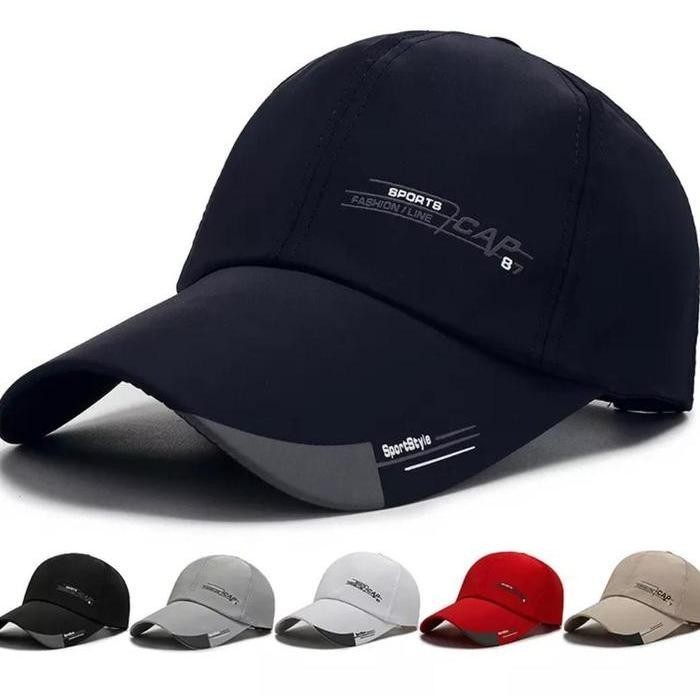 Topi Baseball cap Sport Polos Untuk Pria Wanita topi - hitam