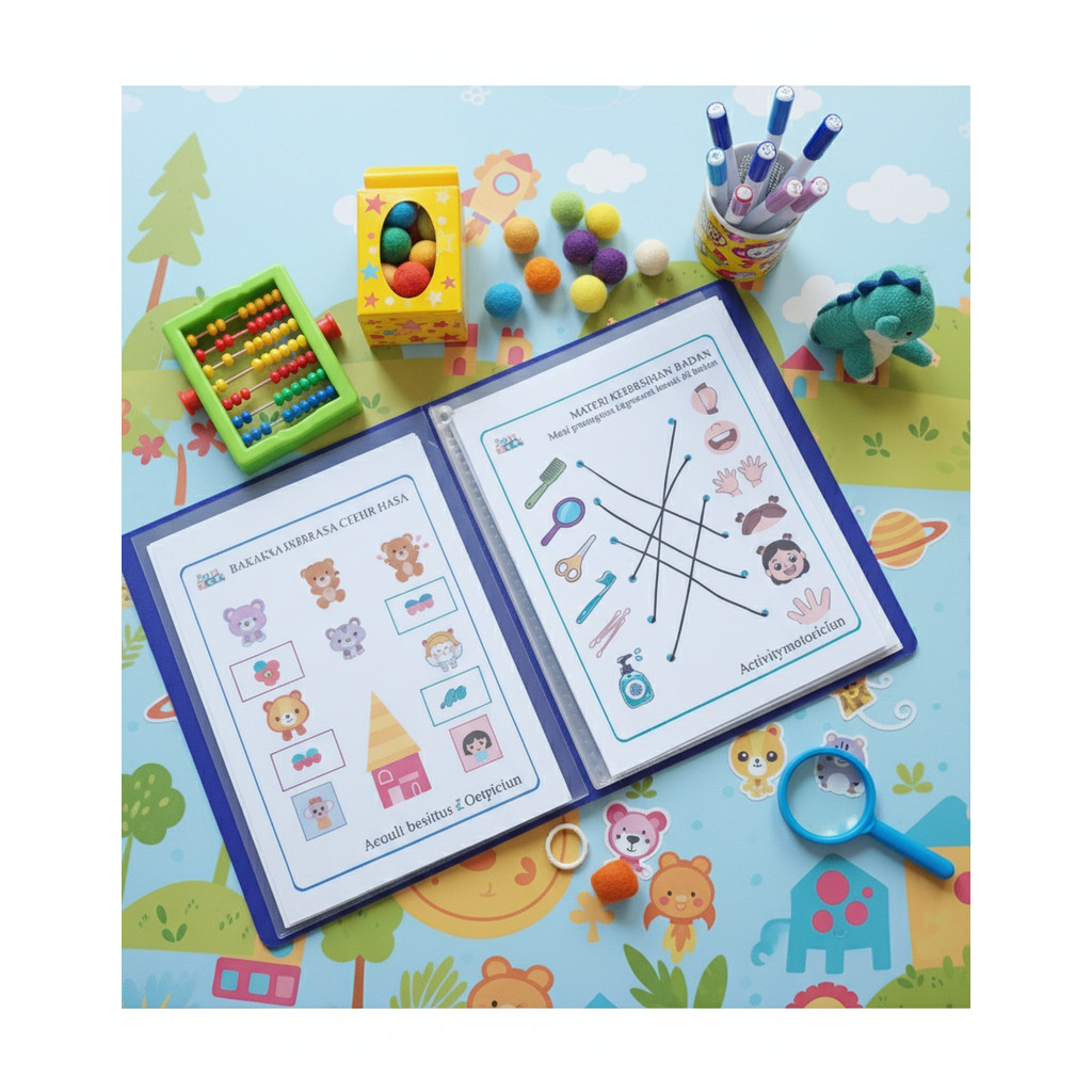 Buku Aktifitas Anak Paud - TK - Wipe and Clean - Free Map Holder - Free Spidol Wipe and Clen / K E