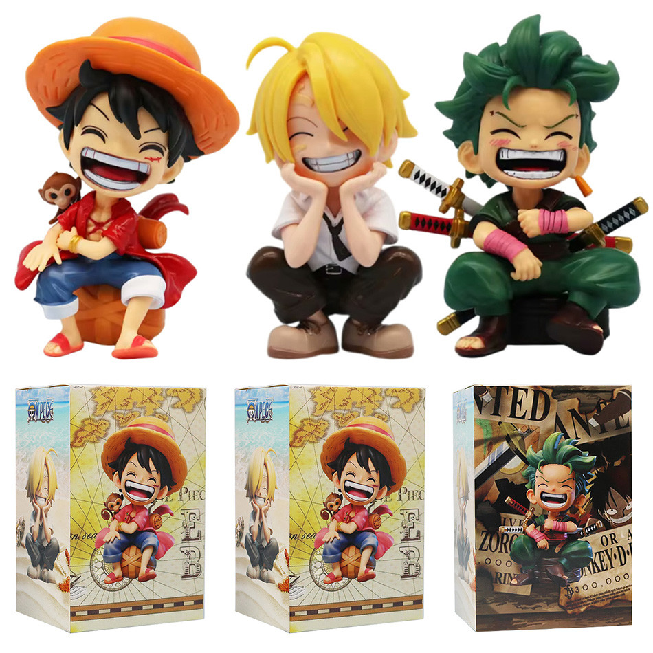 13cm Anime Figure One Piece Monkey D Luffy Roronoa Zoro Kawaii Toys Q Figural Nendoroid Car Decorati