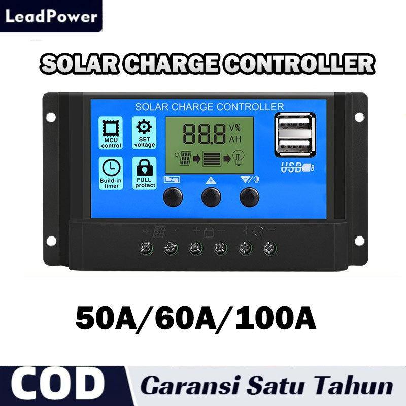 Solar Charge Controller LCD LED Display Solar PWM 12V/24V 50A 60A USB Panel Surya Charge Cell PWM /c