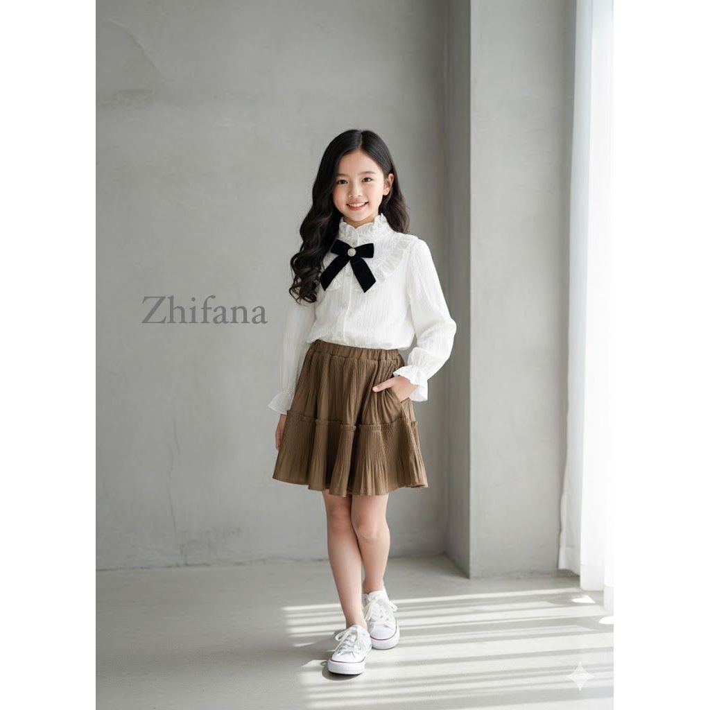 [zs1957] Size 6-9TH Setelan Rok Katun Dasi Rok Rampel Setelan Main Setelan Pesta Setelan Santai Anak