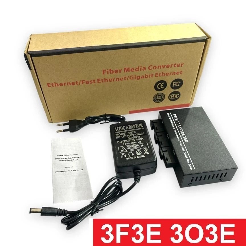 (Tekno Digital) Media Converter Fiber Ethernet Switch 3F3E Optik 3FO 3LAN Fiber Transceiver_LN