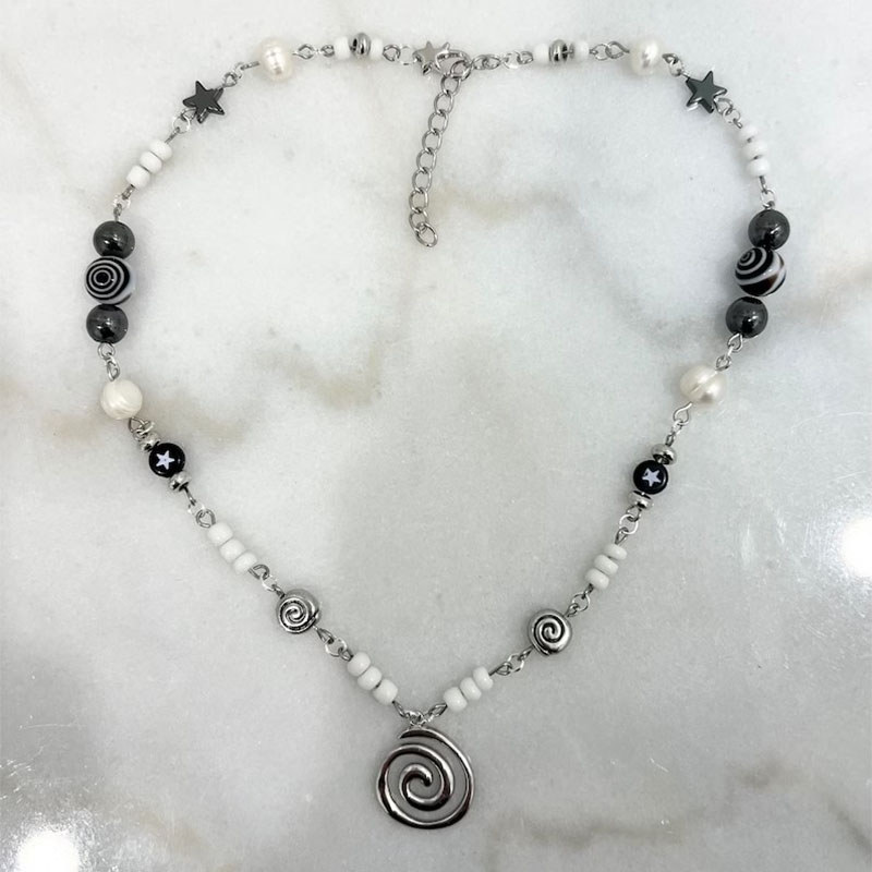 cute grunge style trendy swirl necklace handmade star y2k