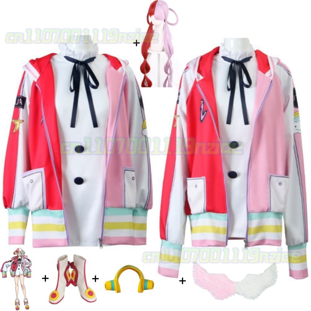 Anime Uta Theatre Version Movie Film Red Daughter Of Shanks Cosplay Costume Wig Wings Shoes Headphon