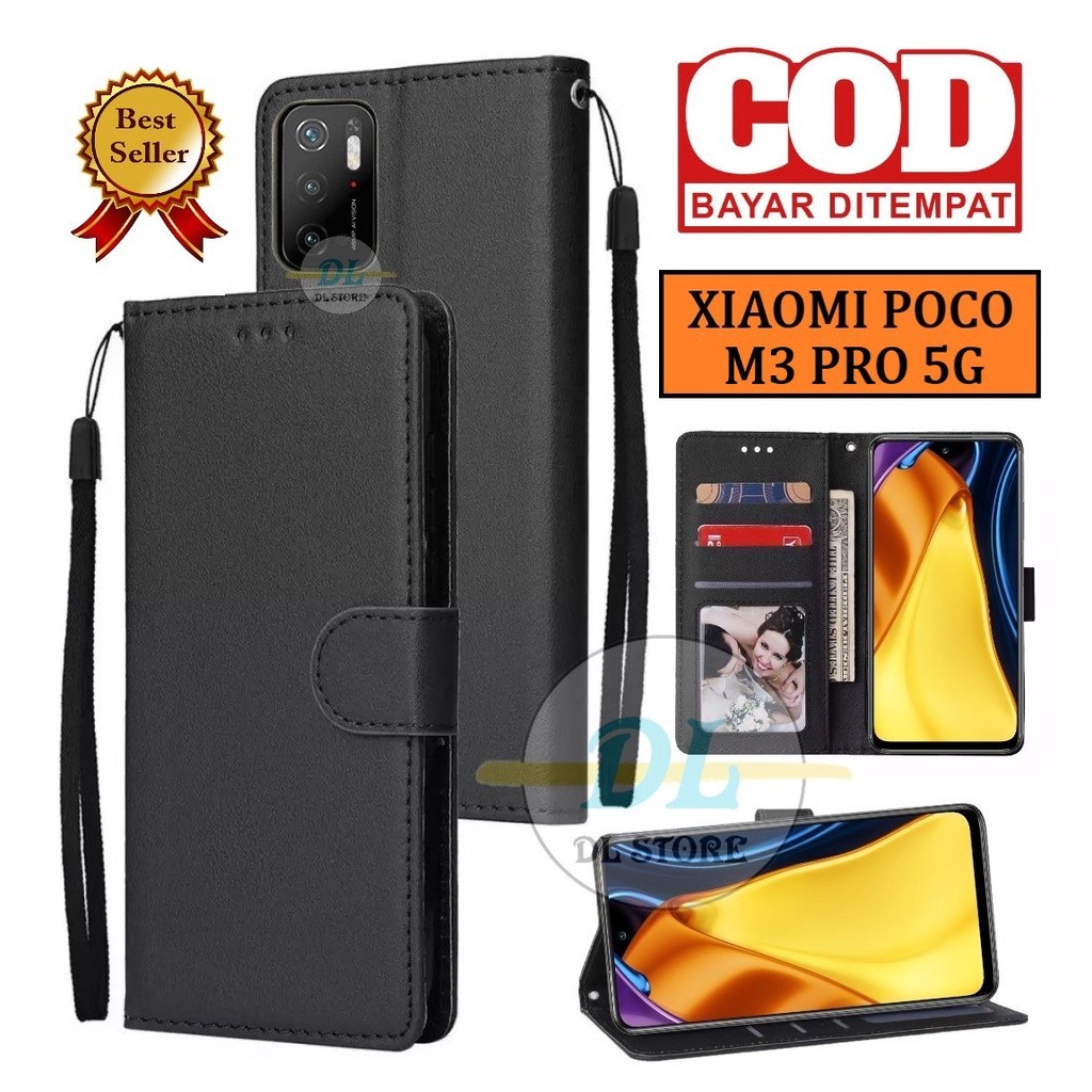 FLIP CASE UNTUK XIAOMI POCO M3 PRO 5G (6,53'' Inch)FLIP LEATHER CASE PREMIUM-FLIP WALLET CASE KULIT 