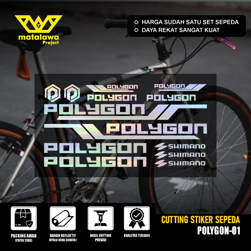 Sticker Cutting Sepeda POLYGON Variasi Stiker Sepeda Set Dewasa Aksesoris Frame Batang Mtb Lipat  01