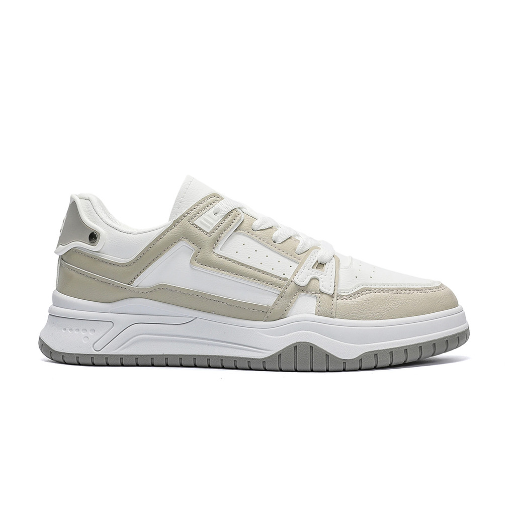 FEATA  Sepatu Sneakers Pria Wanita Casual Kode 6910  Khaki & Abu  Sepatu Kasual Premium Synthetic Le