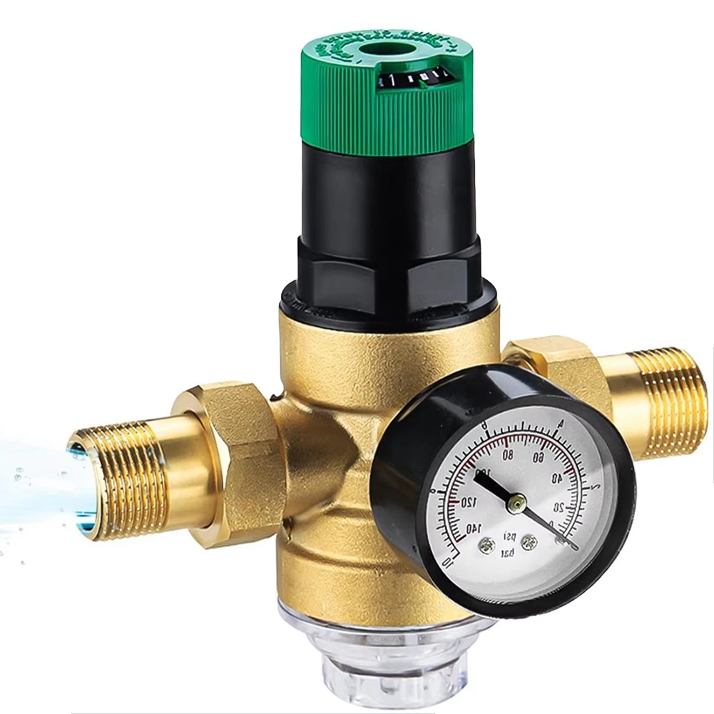 -Pressure Regulator Water Pressure Regulator 1/2 Inch Mesh Filter Water Pressure Gaug