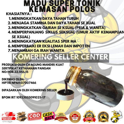 TERLARIS Madu cap kuda Super Kuat 10X (HITAM) 100%Original kemasan polos TONIK POLOS | 37