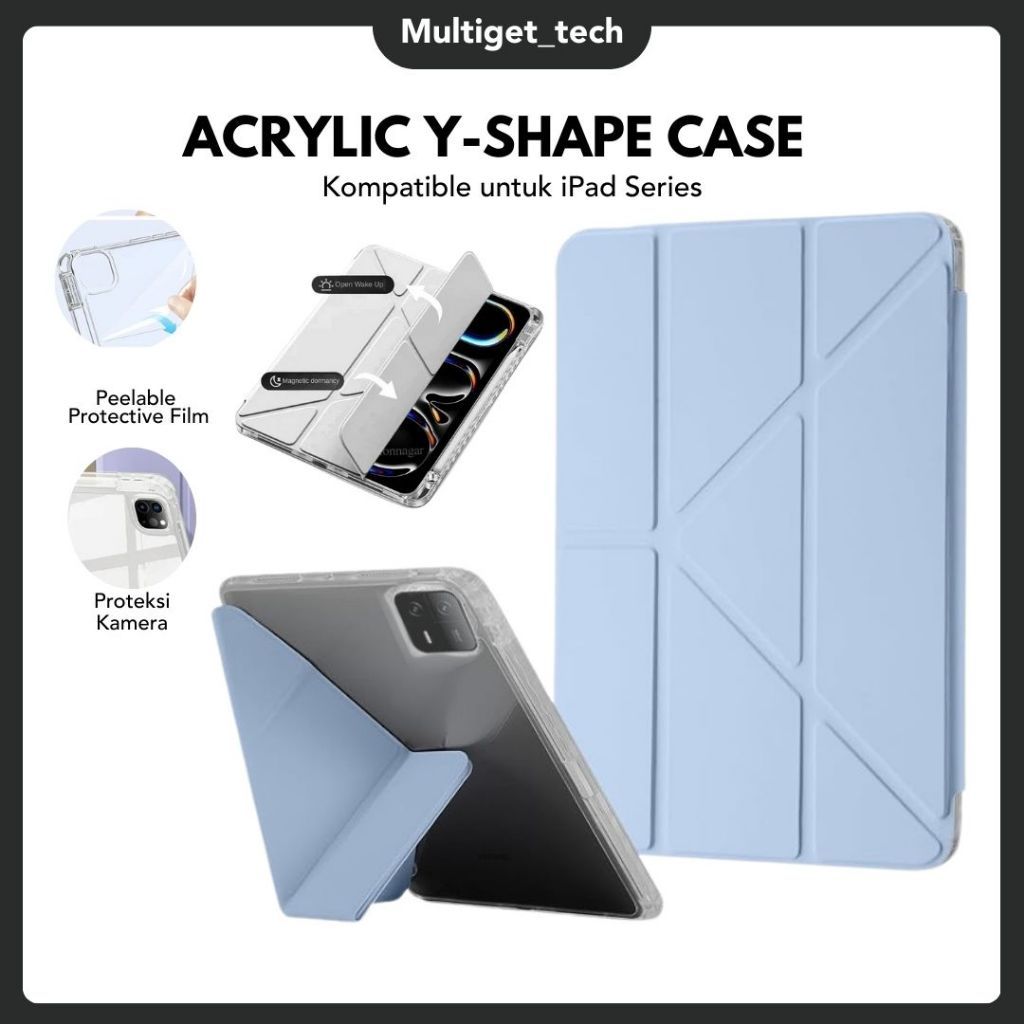 Acrylic Y-fold Tablet Case For iPad Gen 10/11 Air 4/5/6  Stand Fall Protection Cover Foldable Magnet