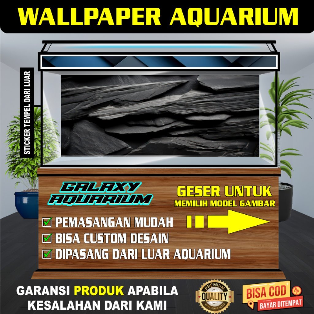 Sticker Aquarium,Background Aquarium Tema BATU