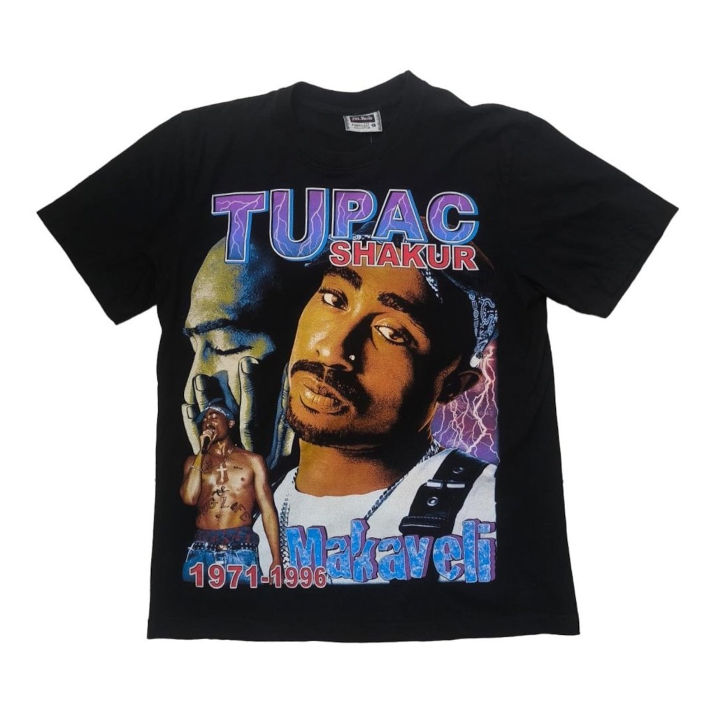 Vintage Tupac Shakur Rap Tee Shirt The Roxx Makaveli Hip Hop Graphic T-Shirt Black Size L