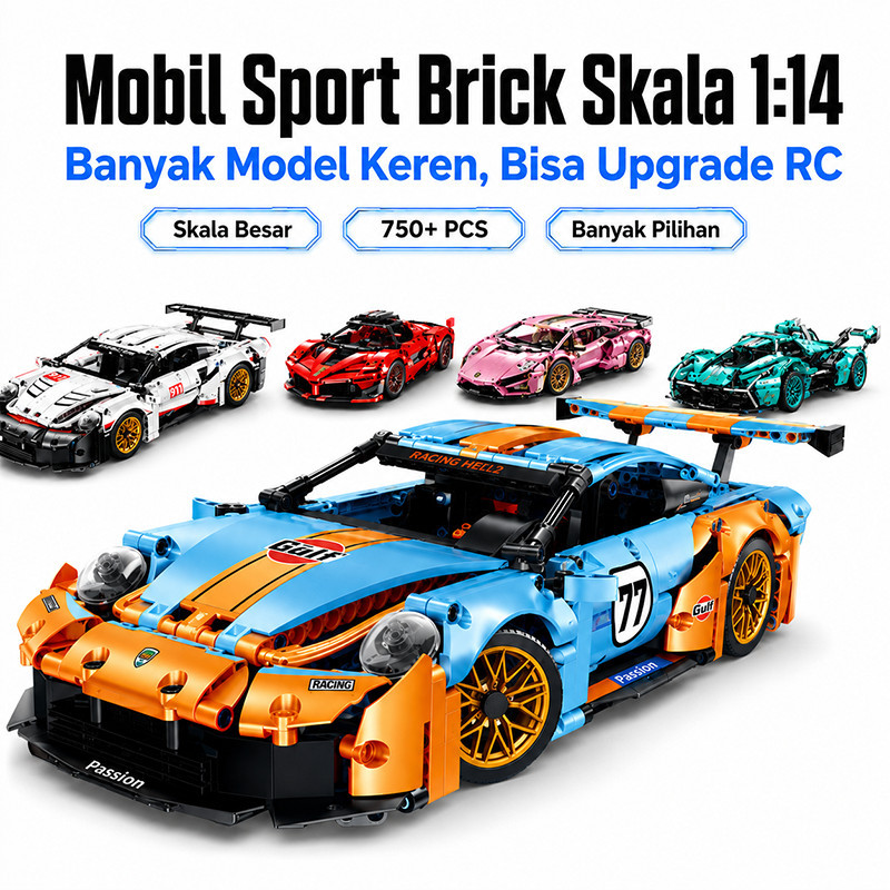 Mr.Toys Mainan Balok Mobil Sport 1:14 DIY 750+ Pcs Bisa Upgrade RC Kado Anak Cowok